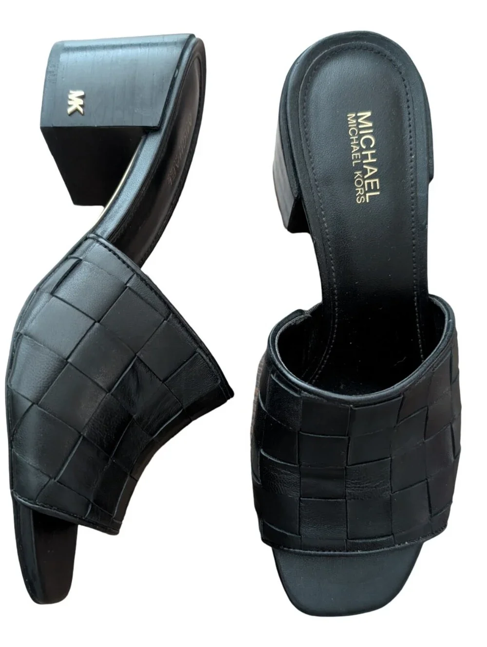 Michael Kors Ingrid Woven Leather Midheel Mule Sandals Size 6